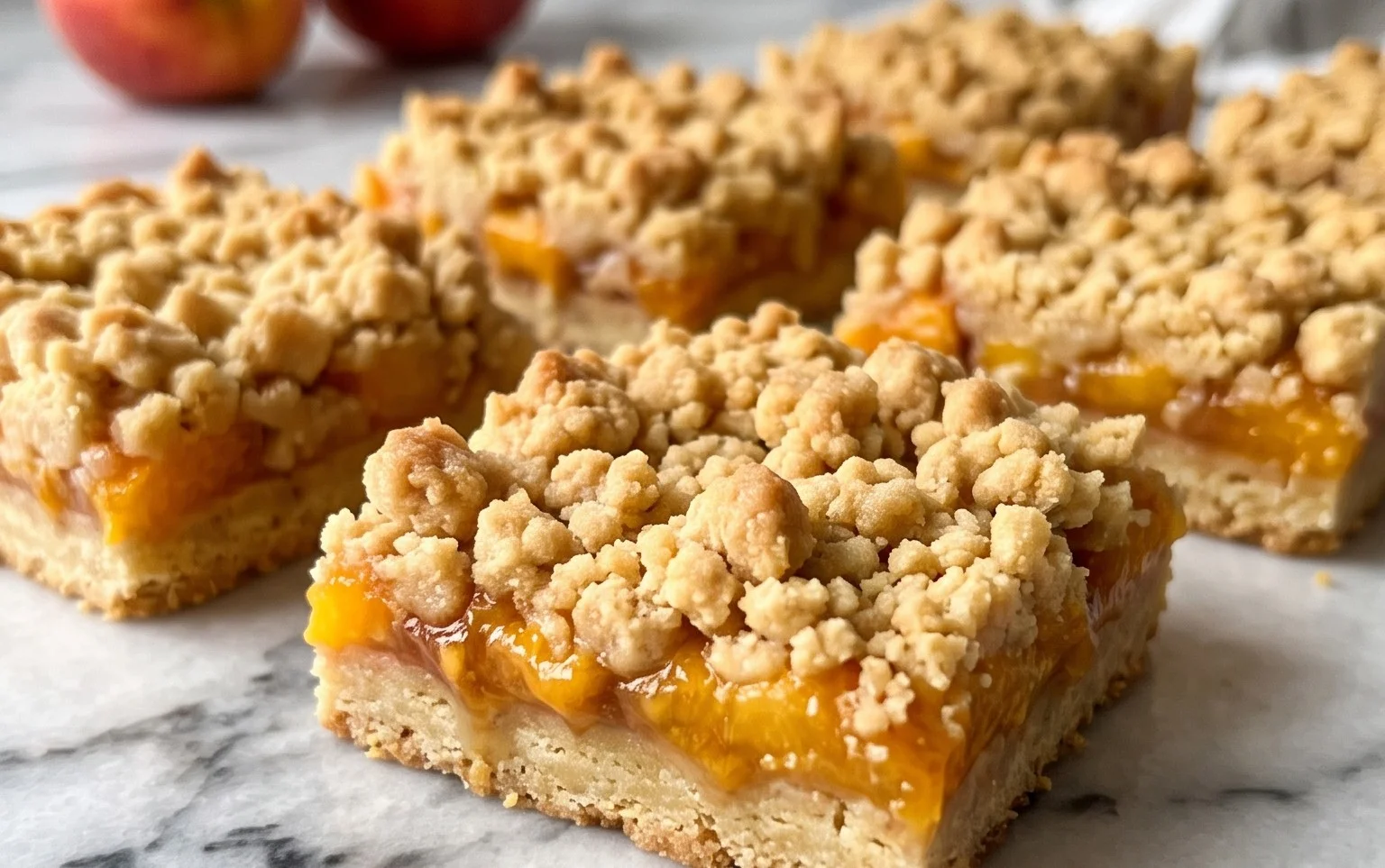 Fruchtige Peach Crumble Bars: Rezept für Streuselschnitten