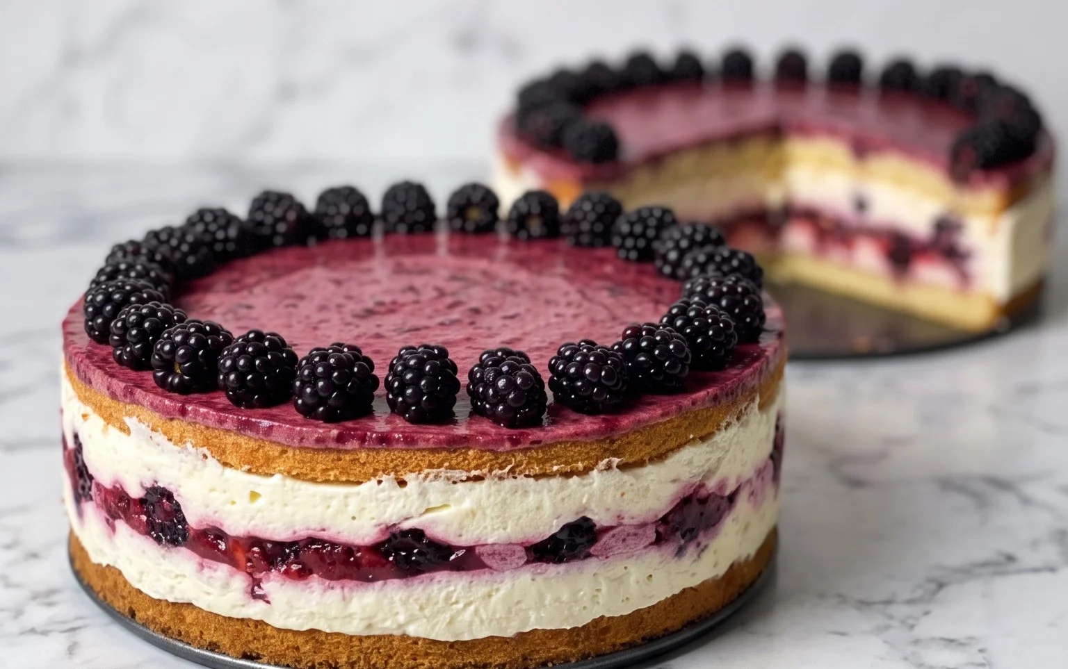 Erfrischende Brombeer-Torte mit Joghurt-Creme